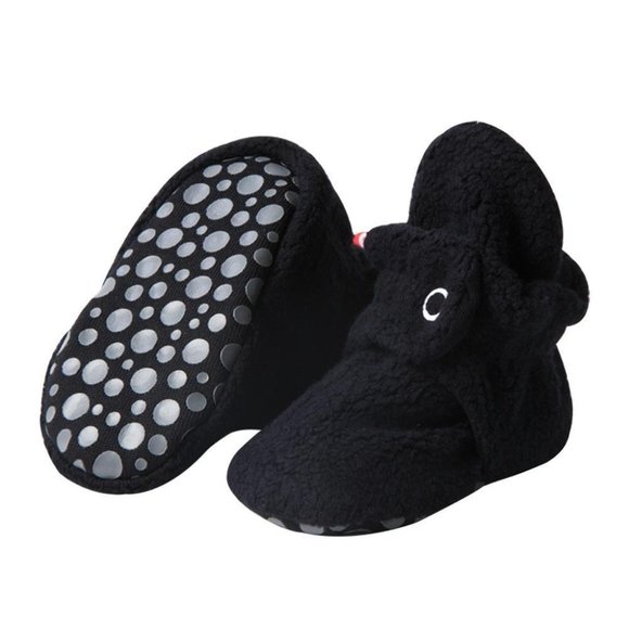 NWT Zutano Black Cozie Fleece Gripper Baby Bootie 24M - Picture 1 of 3